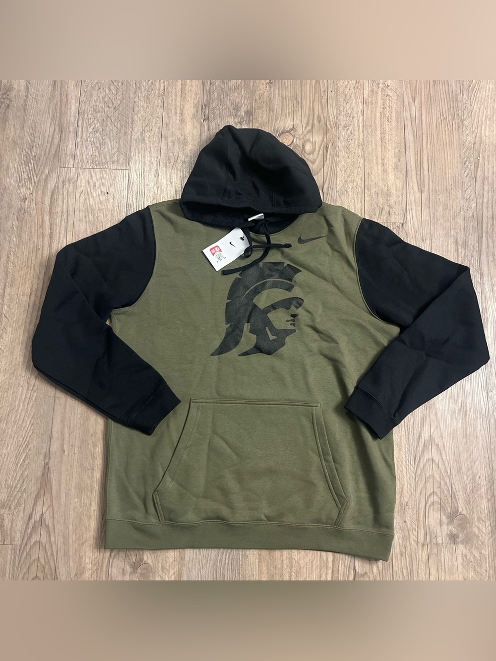 NWT Nike USC Colorblock Club Fleece Hoody Green Black Mens Size L